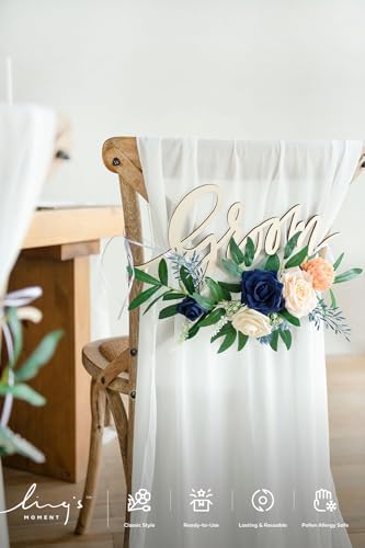 Artificial Wedding Fall Flowers Grand Combo, Navy & Cream in Blu-navy & Cream, alternate view 4