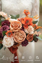 Artificial Wedding Fall Flowers Grand Combo, Orange Burgundy in Or-orange & Burgundy, alternate view 3