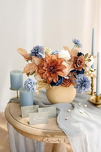 Artificial Wedding Fall Flowers Grand Combo, Orange & Navy in Or-burnt Orange & Navy, alternate view 2