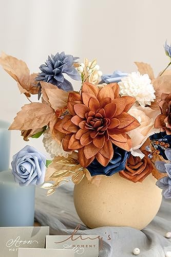 Artificial Wedding Fall Flowers Grand Combo, Orange & Navy in Or-burnt Orange & Navy, alternate view 3