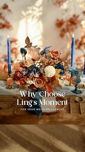 Artificial Wedding Fall Flowers Grand Combo, Orange & Navy in Or-burnt Orange & Navy, alternate view 4