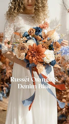 Artificial Wedding Fall Flowers Grand Combo, Orange & Navy in Or-burnt Orange & Navy, alternate view 5