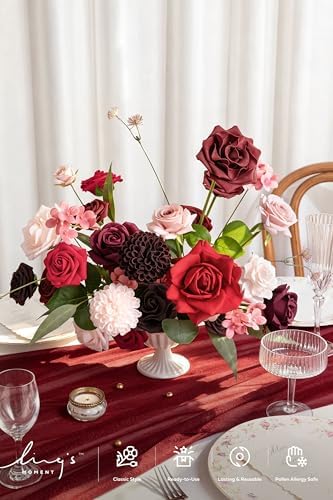 Artificial Wedding Flowers Combo, Burgundy & Pink, Deluxe in Burgundy & Powder Pink, alternate view 2