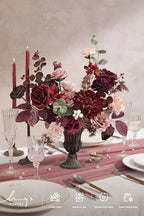 Artificial Wedding Flowers Combo, Dusty Rose & Burgundy, Deluxe in Red-dusty Rose & Burgundy, alternate view 2