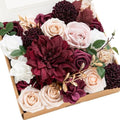 Artificial Wedding Flowers Combo, Marsala & Soft Peach, Grand in Red-marsala & Soft Peach