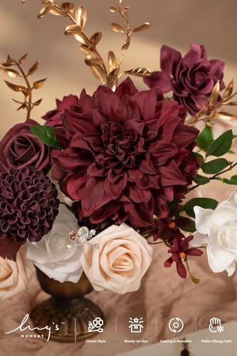 Artificial Wedding Flowers Combo, Marsala & Soft Peach, Grand in Red-marsala & Soft Peach, alternate view 4