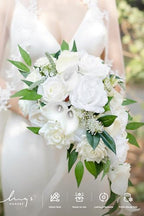 Artificial Wedding Flowers Combo, White & Green, Deluxe in Wht-white & Green, alternate view 3