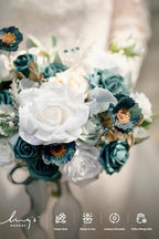 Artificial Wedding Flowers Combo, White & Teal, Grand in Grn-white & Teal, alternate view 3