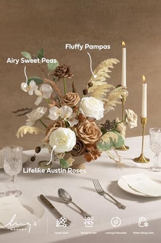 Artificial Wedding Flowers Deluxe Combo, Brown & Tawny Beige in Beg-earth Brown & Tawny Beige, alternate view 2