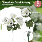 Artificial White Geraniums UV Resistan for Outdoors Fall Decor 6 Bundles in White, alternate view 3