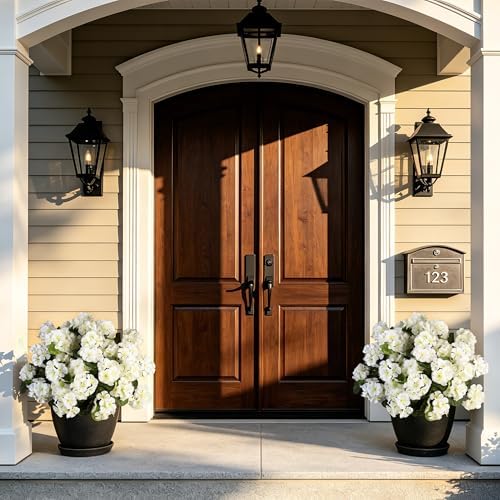 Artificial White Geraniums UV Resistan for Outdoors Fall Decor 6 Bundles in White, alternate view 5