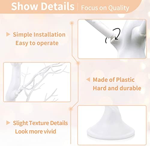 Artificial White Tree Branch for Christmas, 22.8 Inch, 2 Pcs in White, alternate view 5