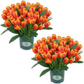 Artificial White Tulips in Pot, 18" UV Resistant Faux Tulip Flowers for Outdoor Porch Patio Decor, Artificial