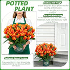 Artificial White Tulips in Pot, 18" UV Resistant Faux Tulip Flowers for Outdoor Porch Patio Decor, Artificial, alternate view