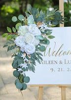 Artificial White Wedding Arch Flower Floral Swags Set of 2, alternate view 3