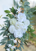 Artificial White Wedding Arch Flower Floral Swags Set of 2, alternate view 4