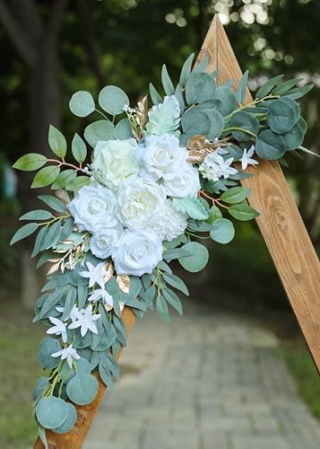 Artificial White Wedding Arch Flower Floral Swags Set of 2, alternate view 6