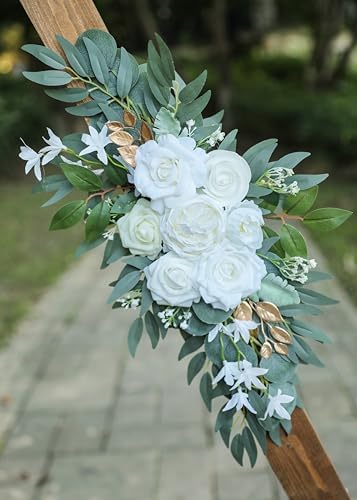 Artificial White Wedding Arch Flower Floral Swags Set of 2, alternate view 7