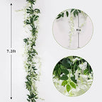 Artificial Wisteria Garland 3Pcs 7.2Ft/Piece White Wisteria Hanging Flowers, alternate view 3