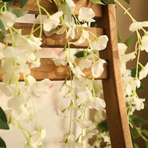 Artificial Wisteria Garland 3Pcs 7.2Ft/Piece White Wisteria Hanging Flowers, alternate view 6