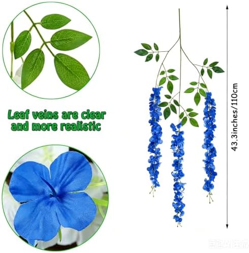 Artificial Wisteria Hanging Flowers, 24, Royal Blue in Royal Blue, alternate view 5