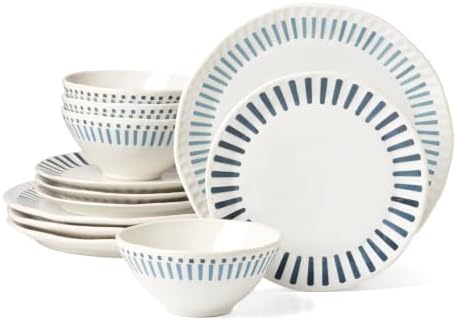 Artisanal Stripe 12 Piece Dinnerware Set, Service For 4 in Stripes