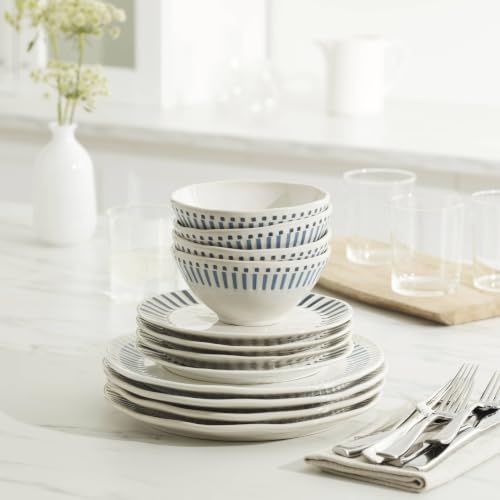 Artisanal Stripe 12 Piece Dinnerware Set, Service For 4 in Stripes, alternate view 2