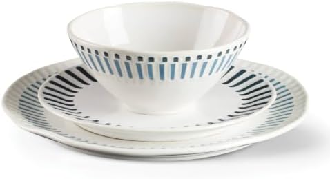 Artisanal Stripe 12 Piece Dinnerware Set, Service For 4 in Stripes, alternate view 4