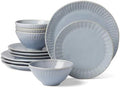 Artisanal Stripe Blue 12 Piece Dinnerware Set, Service For 4 in Blue