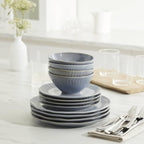 Artisanal Stripe Blue 12 Piece Dinnerware Set, Service For 4 in Blue, alternate view 2