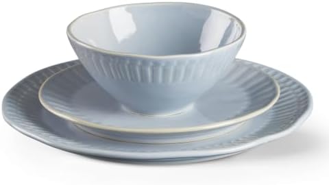 Artisanal Stripe Blue 12 Piece Dinnerware Set, Service For 4 in Blue, alternate view 4