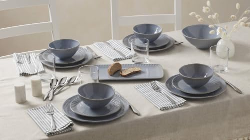 Artisanal Stripe Blue 12 Piece Dinnerware Set, Service For 4 in Blue, alternate view 6