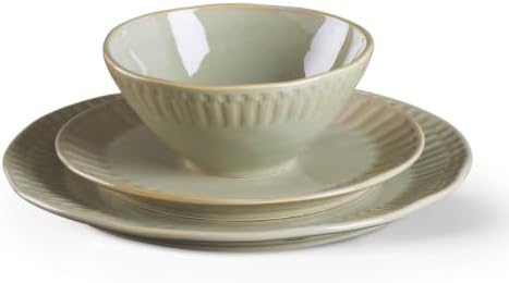 Artisanal Stripe Green 12 Piece Dinnerware Set, Service For 4 in Green, alternate view 4