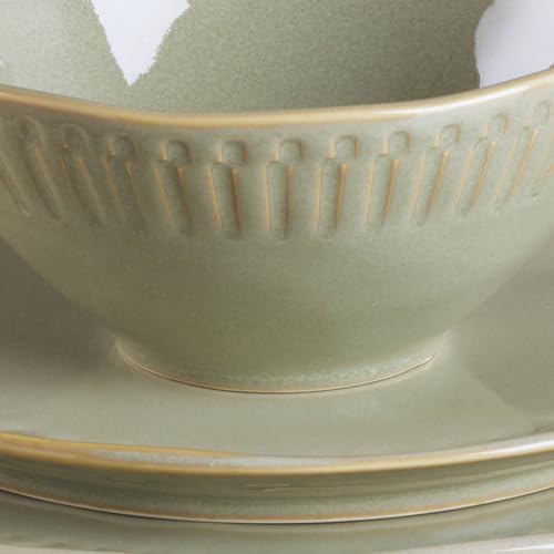 Artisanal Stripe Green 12 Piece Dinnerware Set, Service For 4 in Green, alternate view 5