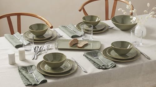 Artisanal Stripe Green 12 Piece Dinnerware Set, Service For 4 in Green, alternate view 6