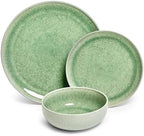 Asher 12-Piece Stoneware Dinnerware Set for 4, Green Ceramic Plates and Bowls Sets, Modern Dish Set with, alternate view 4