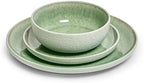 Asher 12-Piece Stoneware Dinnerware Set for 4, Green Ceramic Plates and Bowls Sets, Modern Dish Set with, alternate view 5