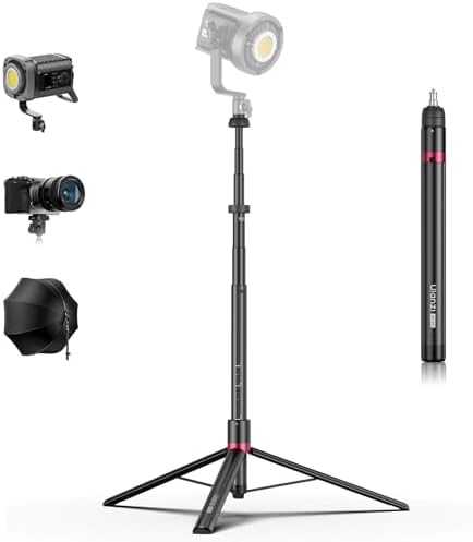 AT-05 78.7'' Heavy Duty Foldable Light Stand, 6.56ft Extendable Light Tripod for Continute Output Photography