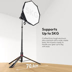 AT-05 78.7'' Heavy Duty Foldable Light Stand, 6.56ft Extendable Light Tripod for Continute Output Photography, alternate view
