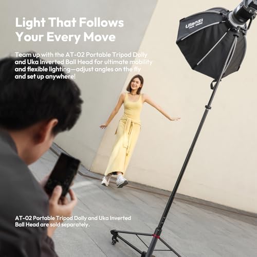 AT-05 78.7'' Heavy Duty Foldable Light Stand, 6.56ft Extendable Light Tripod for Continute Output Photography, alternate view