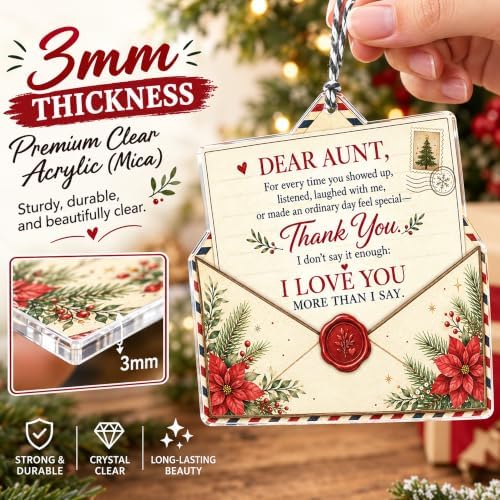 Aunt Christmas Ornament - Dear Aunt Thank You Keepsake - Sentimental Auntie Gift - Great Auntie Present - Xmas, alternate