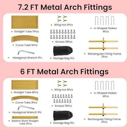 AURALIS Metal Arch Backdrop Stand Set of 2 (7.2FT+6FT), Gold Wedding Arch Frame for Indoor & Outdoor Use, alternate view 5