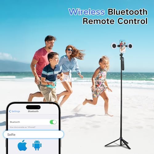Auto Face Tracking Tripod 360 Rotation, Selfie Stick for iPhone with Light in Black-SL, alternate view 5