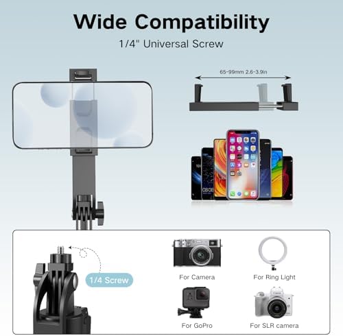 Auto Face Tracking Tripod 360 Rotation, Selfie Stick for iPhone with Light in Black-SL, alternate view 7
