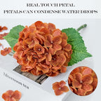 Autumn Orange Hydrangea Artificial Flowers Fall Flower,4Pcs 21" Real Touch Faux Hydrangeas with Stems Vintage, alternate view