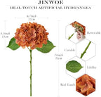 Autumn Orange Hydrangea Artificial Flowers Fall Flower,4Pcs 21" Real Touch Faux Hydrangeas with Stems Vintage, alternate view