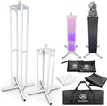 AxcessAble Two (2) Moving Head Light Totem Stands with White/Black Scrims, Portable DJ Lighting or Stands with