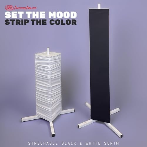 AxcessAble Two (2) Moving Head Light Totem Stands with White/Black Scrims, Portable DJ Lighting or Stands with, alternate