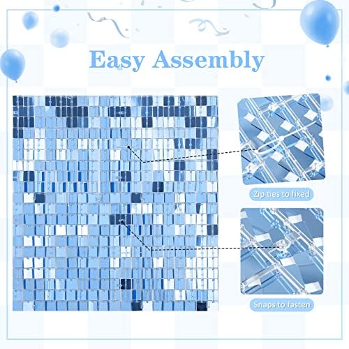 Baby Blue 24 Pcs Sequin Wall Panels, Shimmer Backdrop for Party Decorations, Reusable, Long Lasting, Includes, alternate view