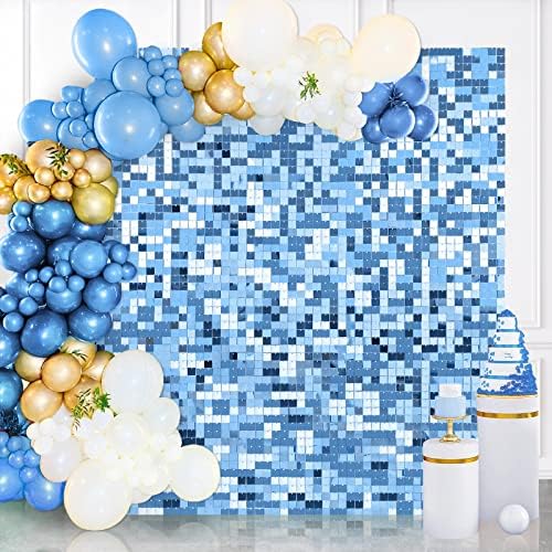 Baby Blue 24 Pcs Sequin Wall Panels, Shimmer Backdrop for Party Decorations, Reusable, Long Lasting, Includes, alternate view